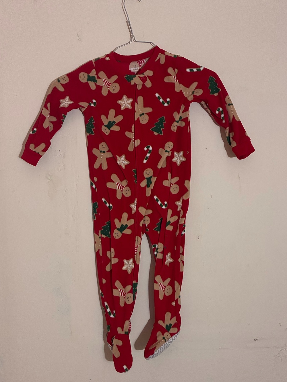 Carter's Red Gingerbread & Holiday Print Footed Pajamas